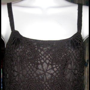 Womens STUNNING BLACK CROCHET MAXI LONG Lined TANK DRESS by NEWPORT NEWS Sz M